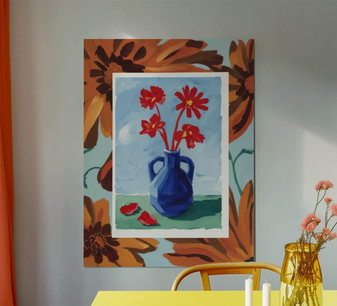 Studio floreale incorniciato poster con telaio in alluminio da Tiga Bersama