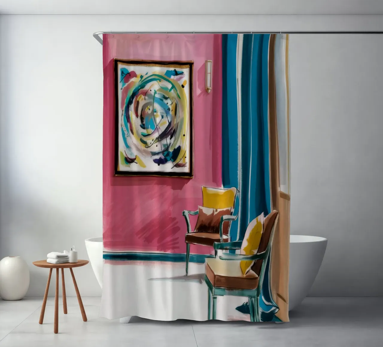 Interno a vortice astratto tenda da doccia da Pan Denim