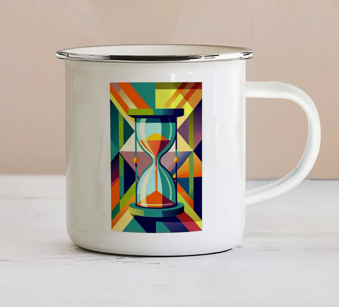 clessidra vettoriale tazza in smalto da zaidza