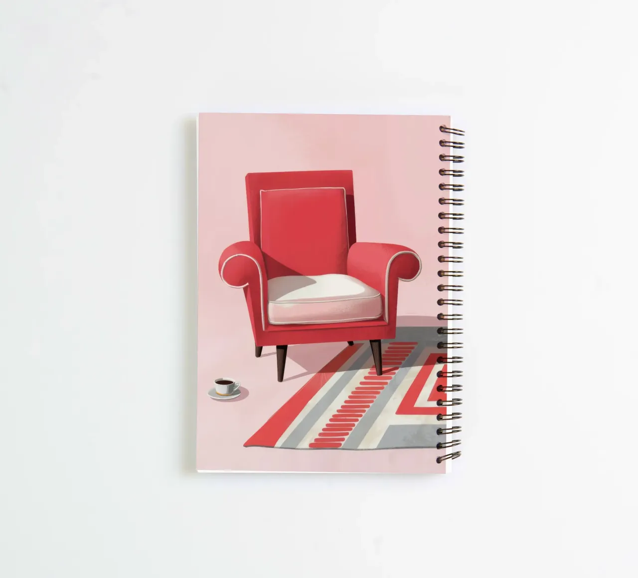Red Chair White Rug spiral notebook by Pan Denim
