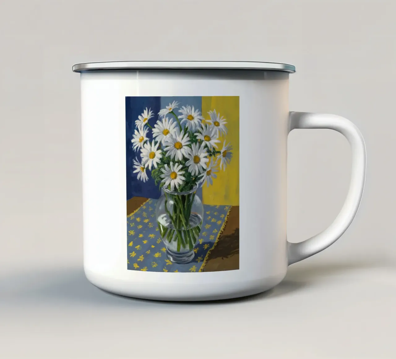 Duetto di margherite a pois tazza in smalto da Tiga Bersama