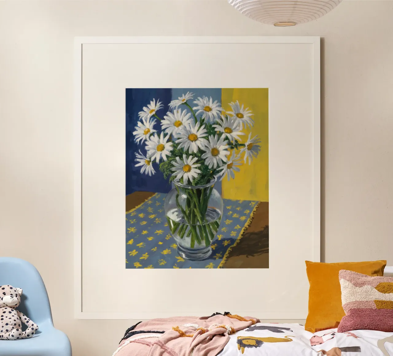 Duetto di margherite a pois poster con telaio in alluminio da Tiga Bersama