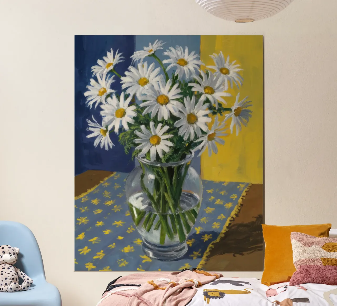 Duetto di margherite a pois poster con telaio in alluminio da Tiga Bersama
