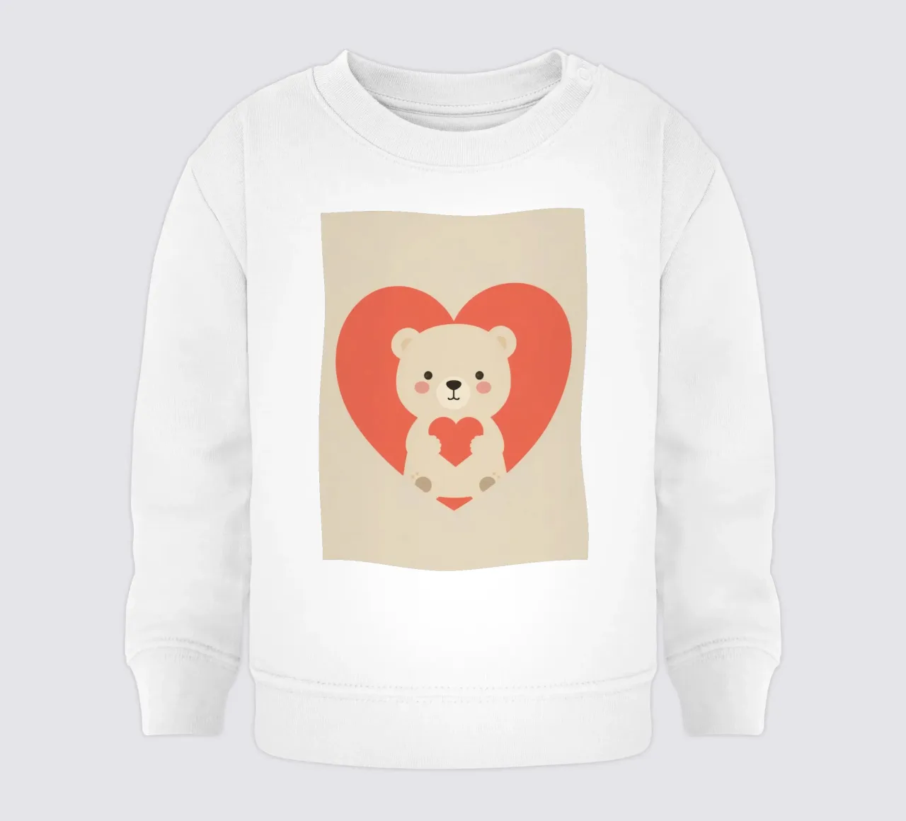 Simpatico orsetto che tiene in mano un piccolo cuore rosso felpa neonato da DesignDoodle