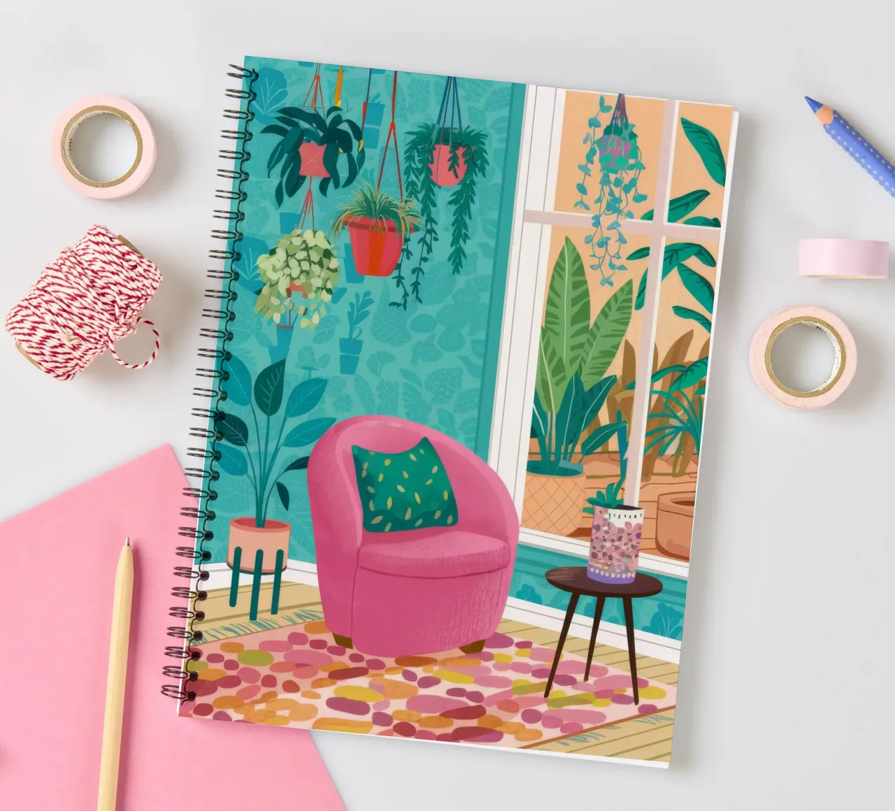 Turquoise Paradise Room spiral notebook by Pan Denim