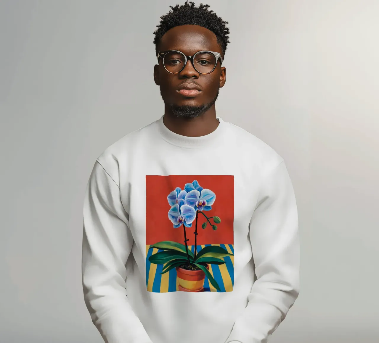 Striscia di orchidea blu felpa da Tiga Bersama