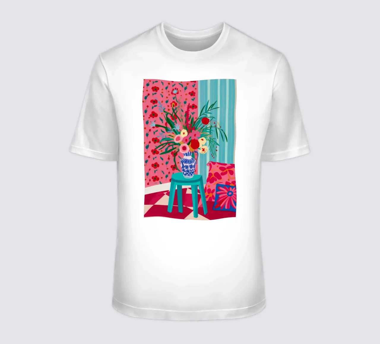 Blaue Vase Tischplatte T-Shirt von Pan Denim