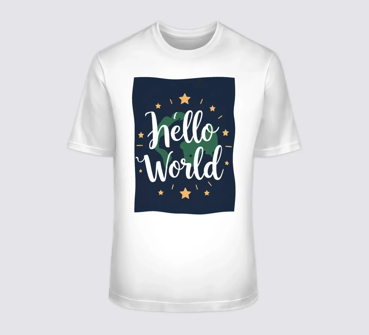 Messaggio "Hello world" con pianeta terra e stelle t-shirt da DesignDoodle