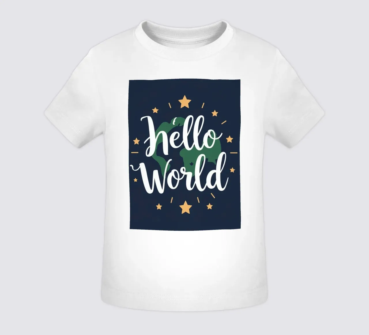 Messaggio "Hello world" con pianeta terra e stelle maglietta neonato da DesignDoodle