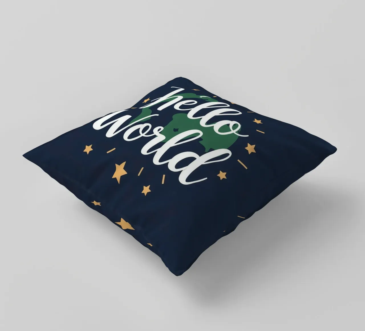 Messaggio "Hello world" con pianeta terra e stelle cuscino da DesignDoodle