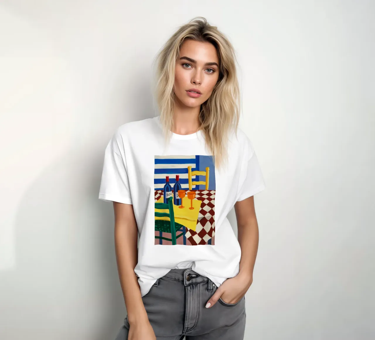 Duo di vini a scacchi t-shirt da Tiga Bersama