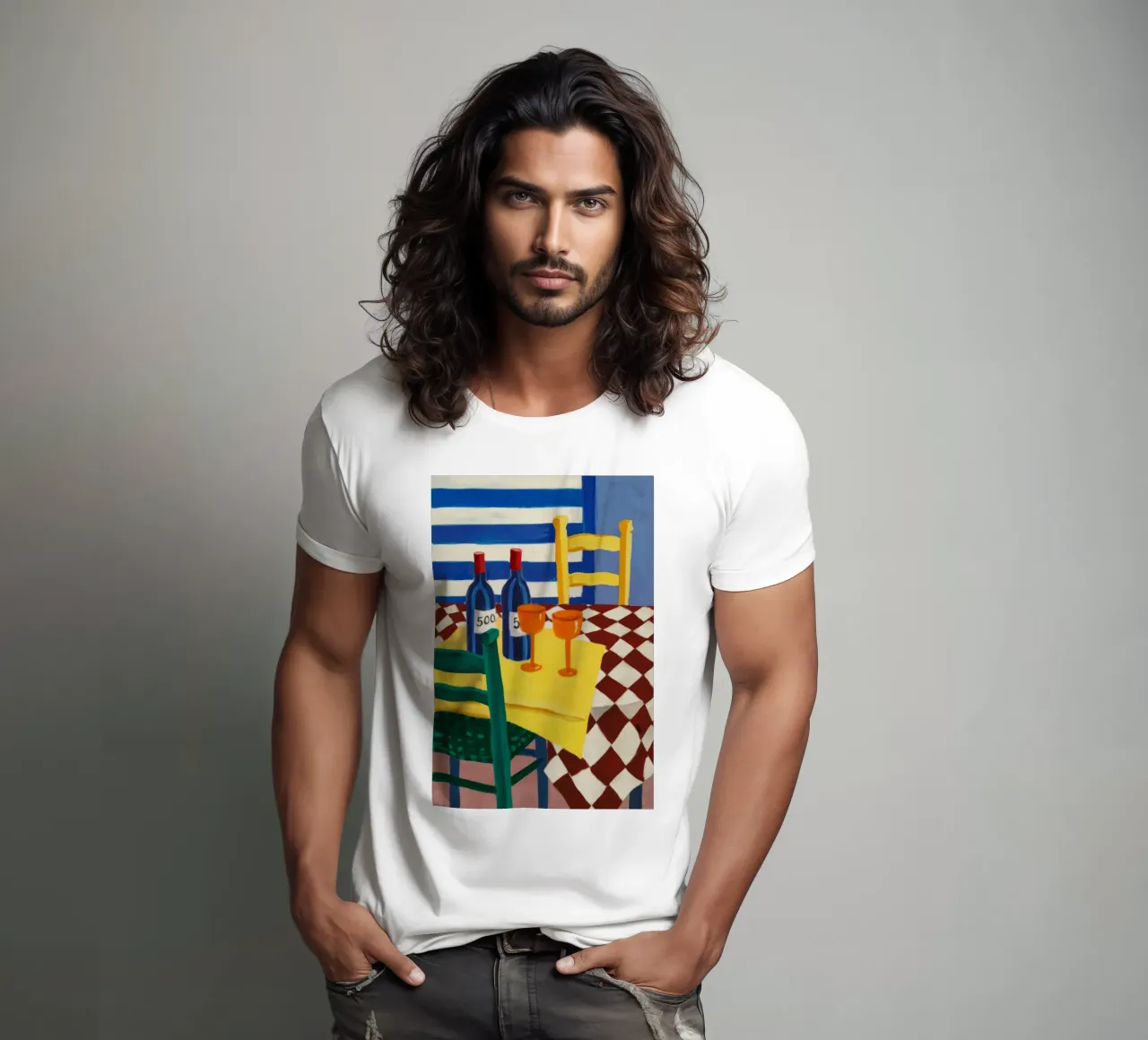 Duo di vini a scacchi t-shirt da Tiga Bersama