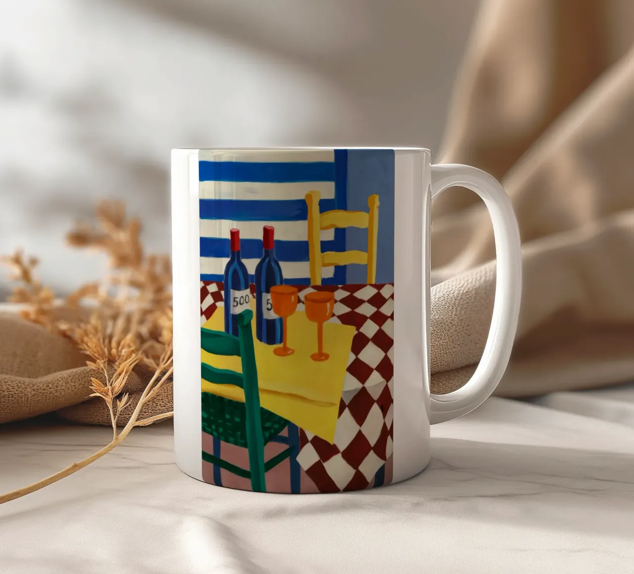 Duo di vini a scacchi tazza in ceramica da Tiga Bersama