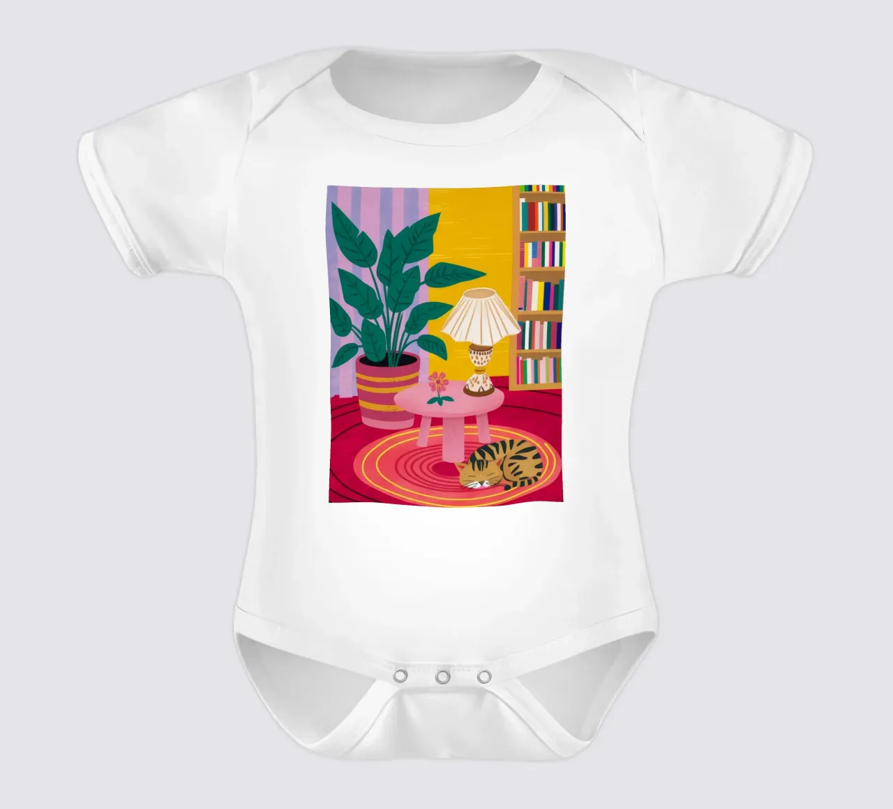 Tiger Lamp Reading Kurzarm Babybody von Pan Denim