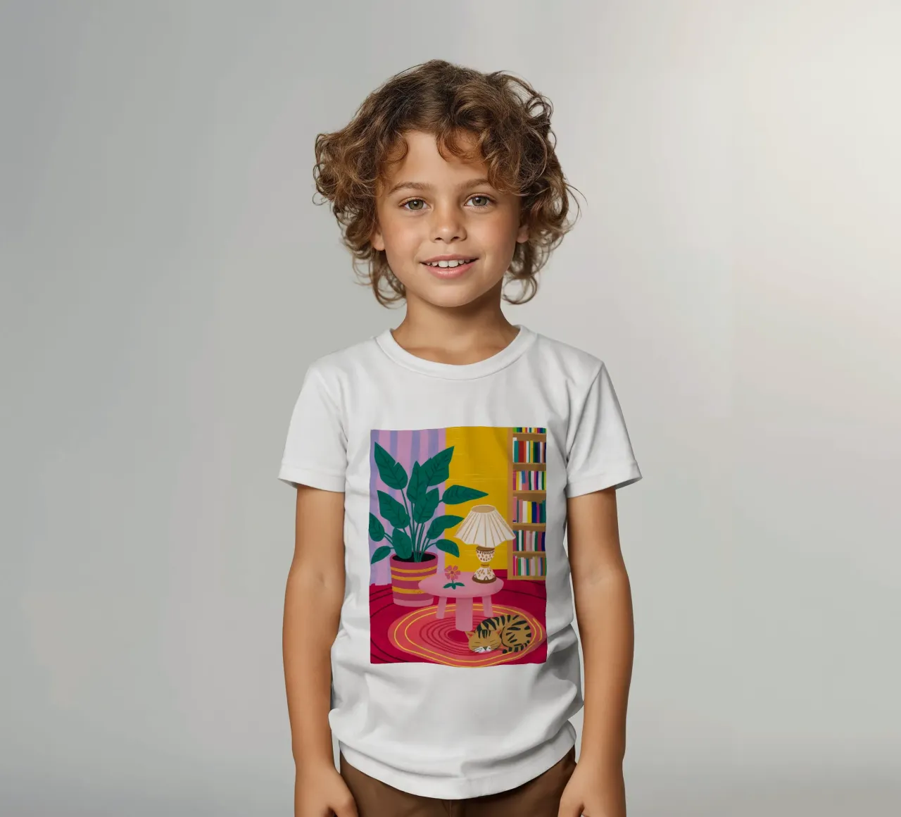 Lampe tigre lecture t-shirt enfant de Pan Denim