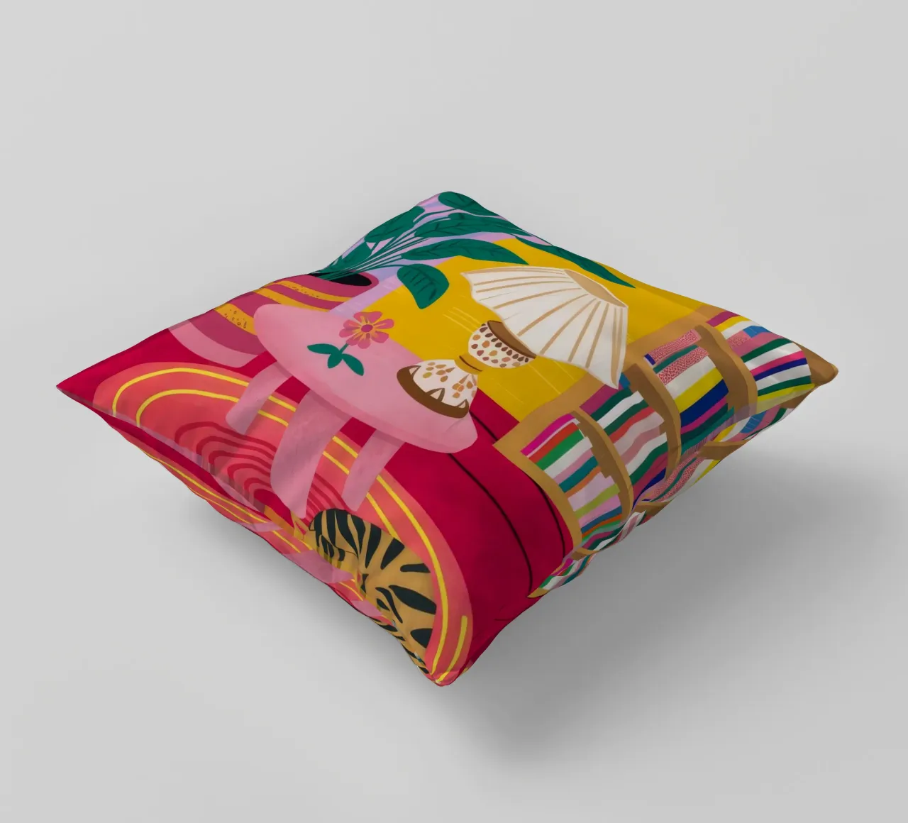 Tiger Lamp Reading decorative cushion by Pan Denim