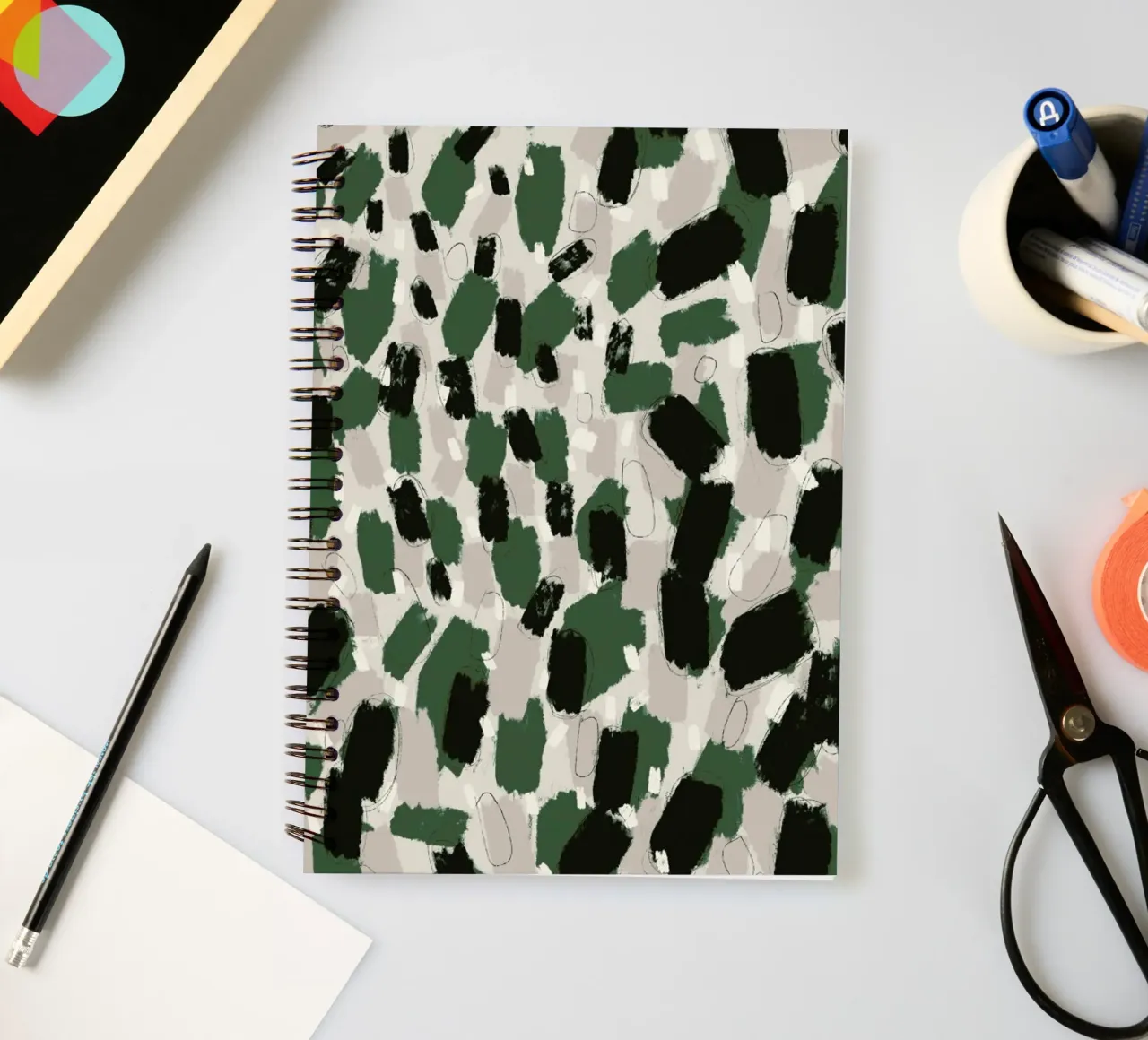 Green Pattern spiral notebook by treechild