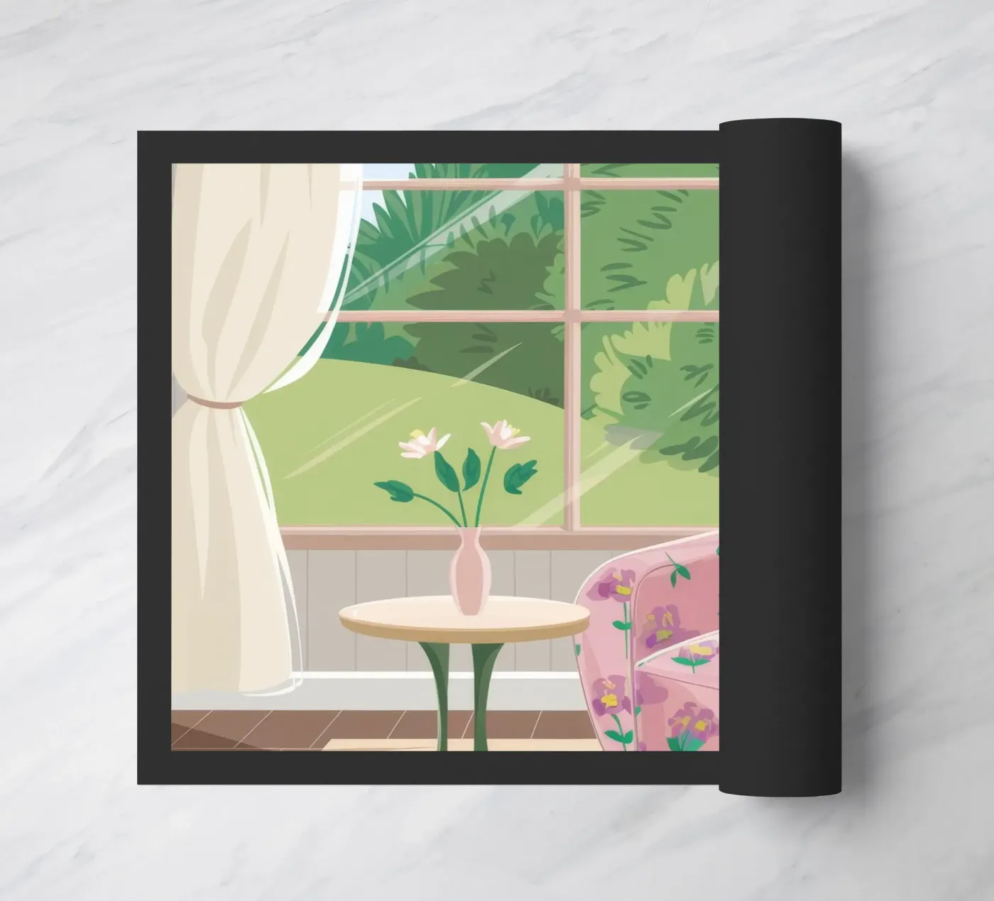 Chintz Window View doormat by Pan Denim