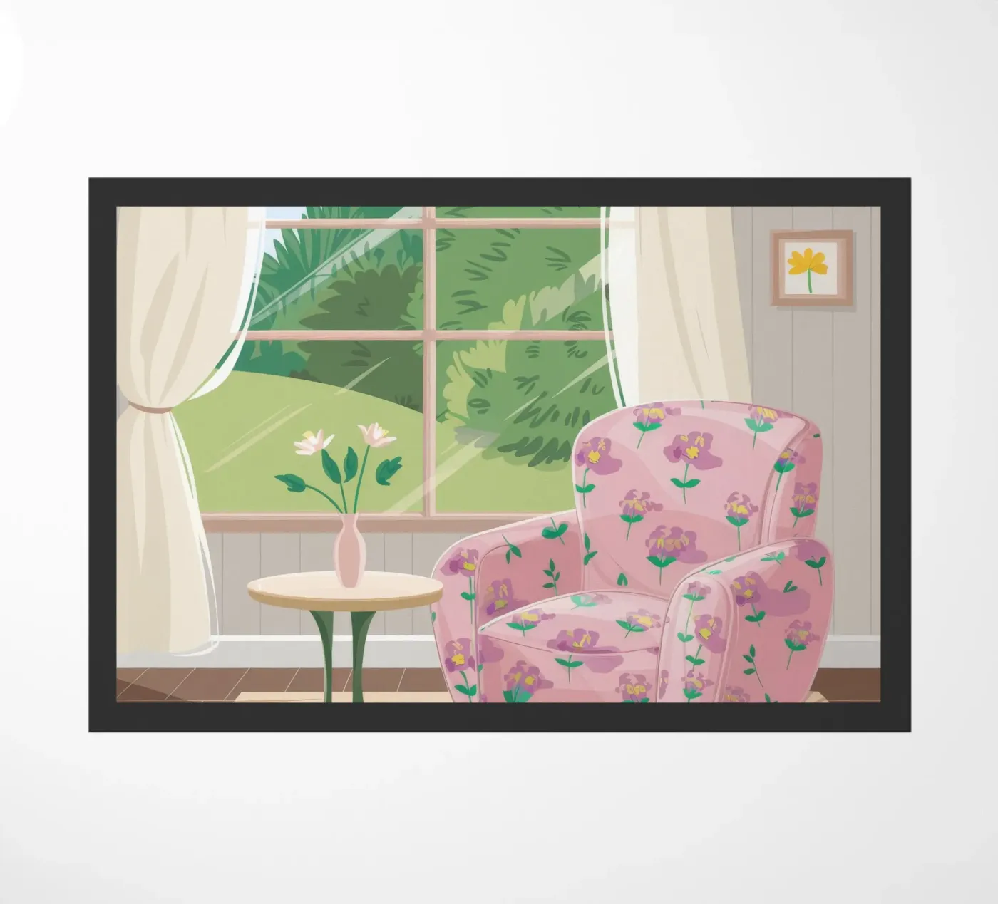 Chintz Window View doormat by Pan Denim