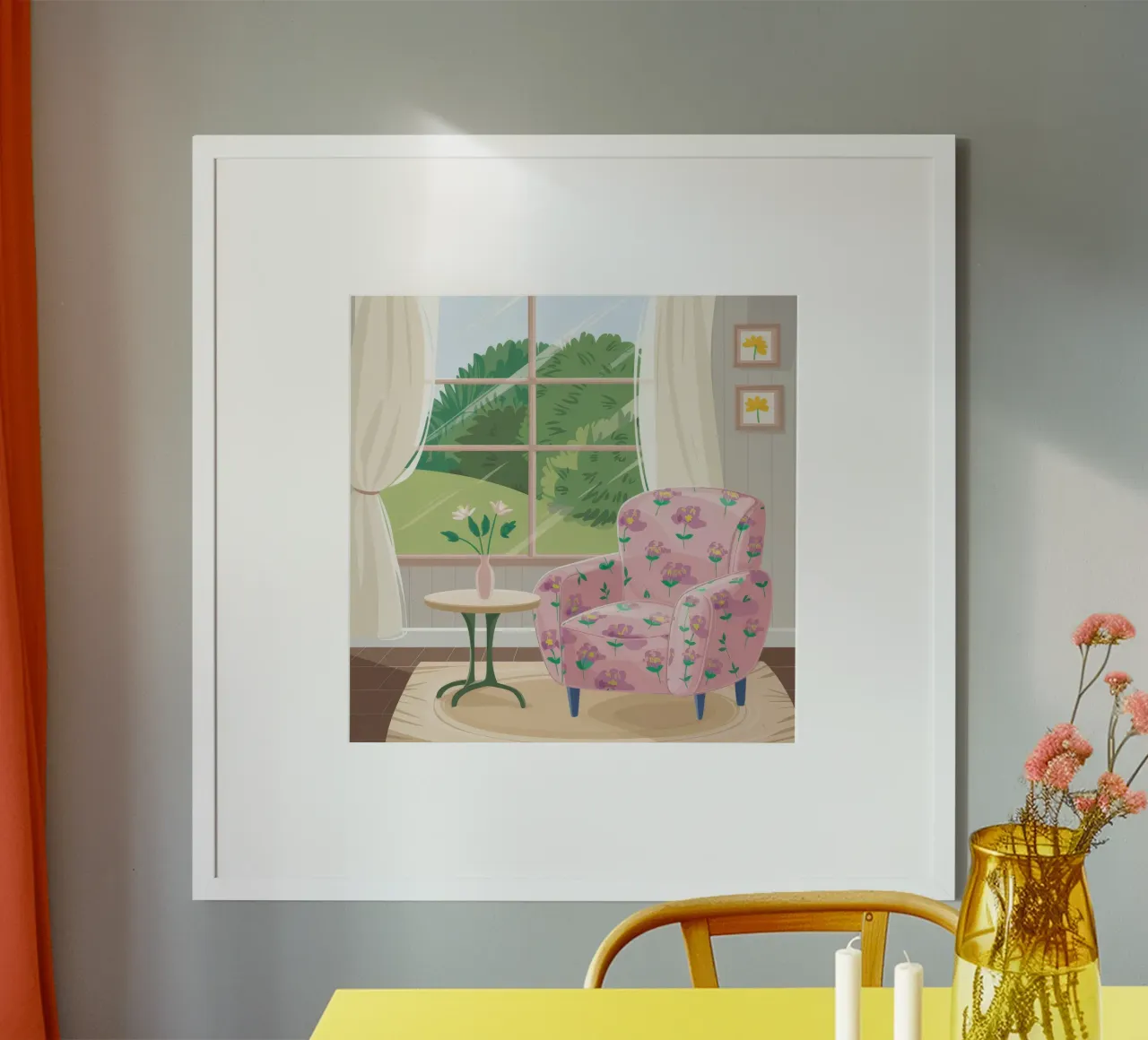 Vue de la fenêtre de Chintz poster de Pan Denim