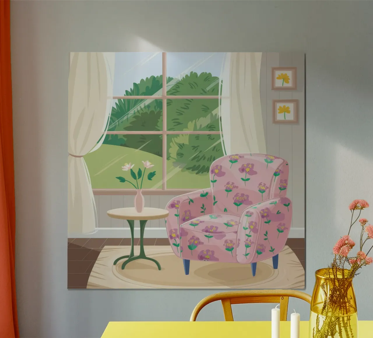 Vue de la fenêtre de Chintz poster de Pan Denim