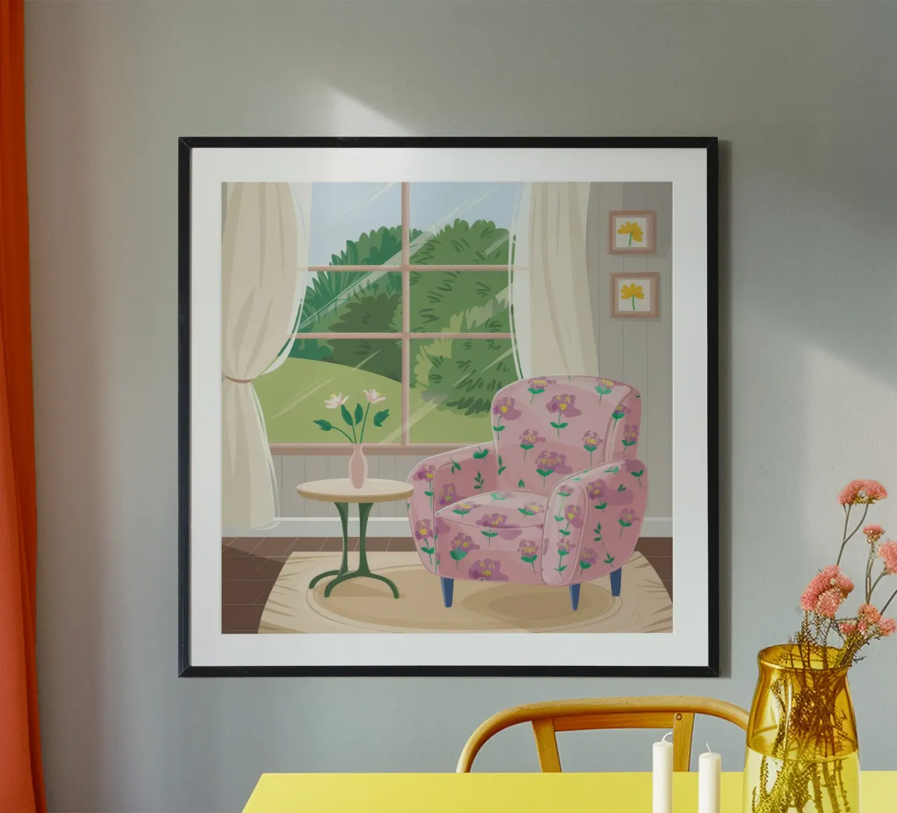 Vue de la fenêtre de Chintz poster de Pan Denim