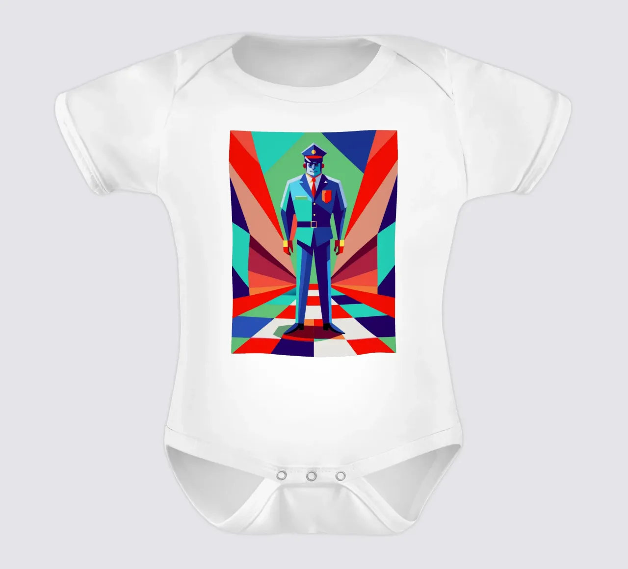 police man vector short-sleeve baby romper by zaidza