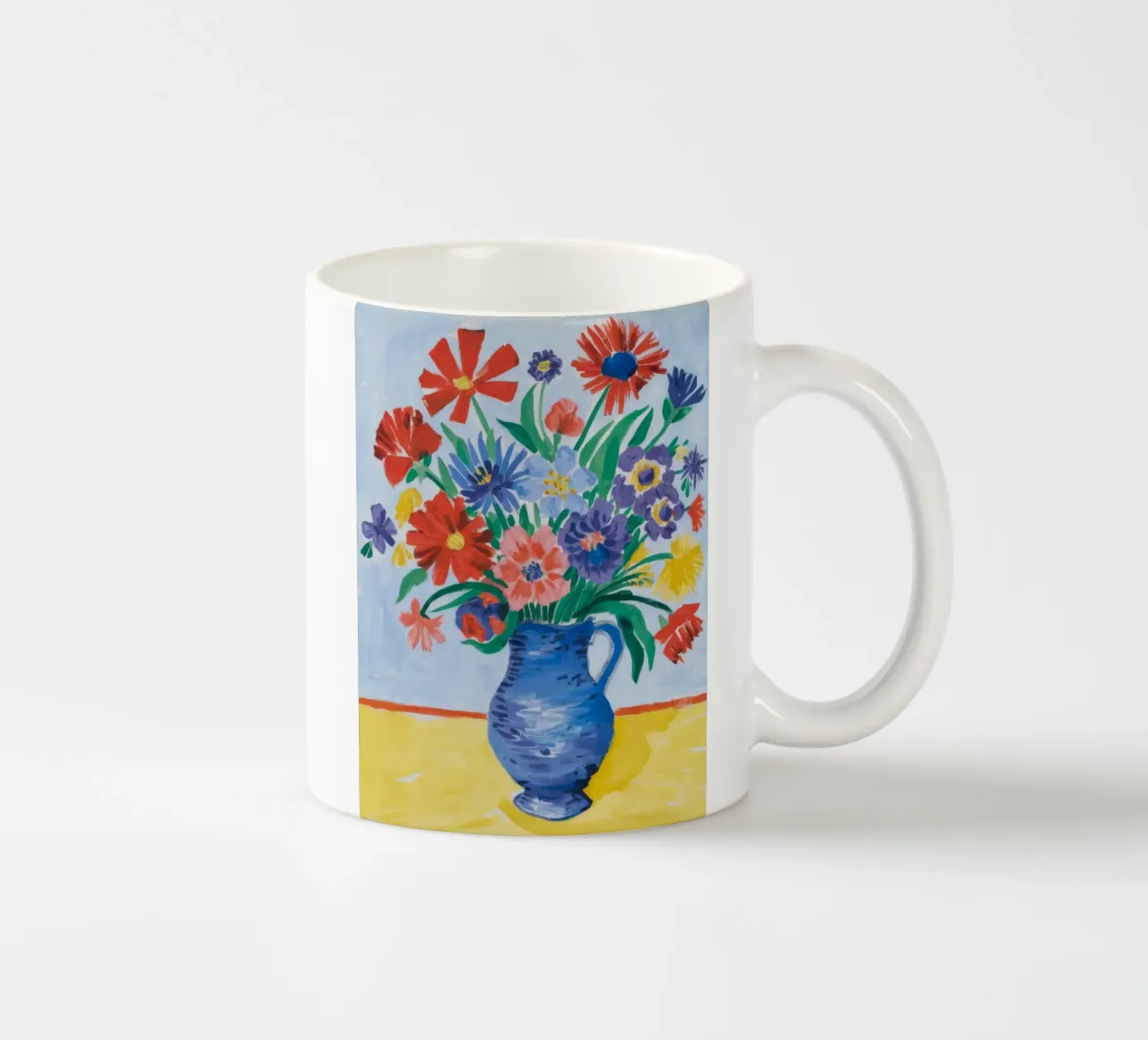 Cornucopia di fiori di cobalto tazza in ceramica da Tiga Bersama