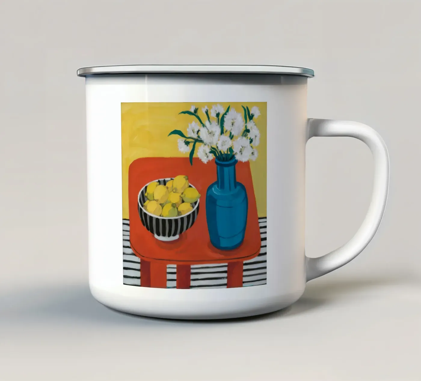 Ruby Table Stillness enamel mug by Dawn Light