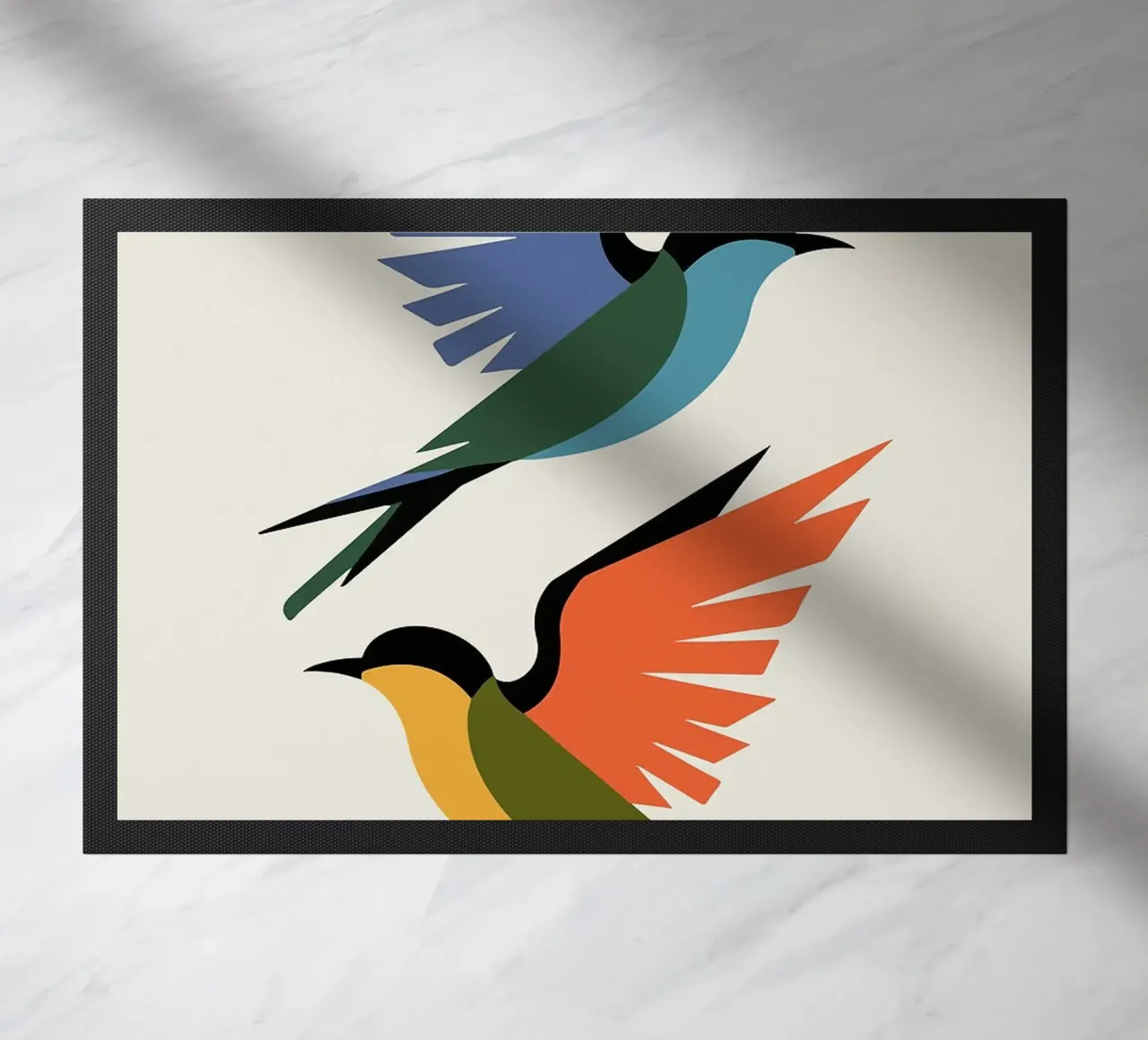 Kleurrijke abstracte vogels in vlucht deurmat van BirdShop