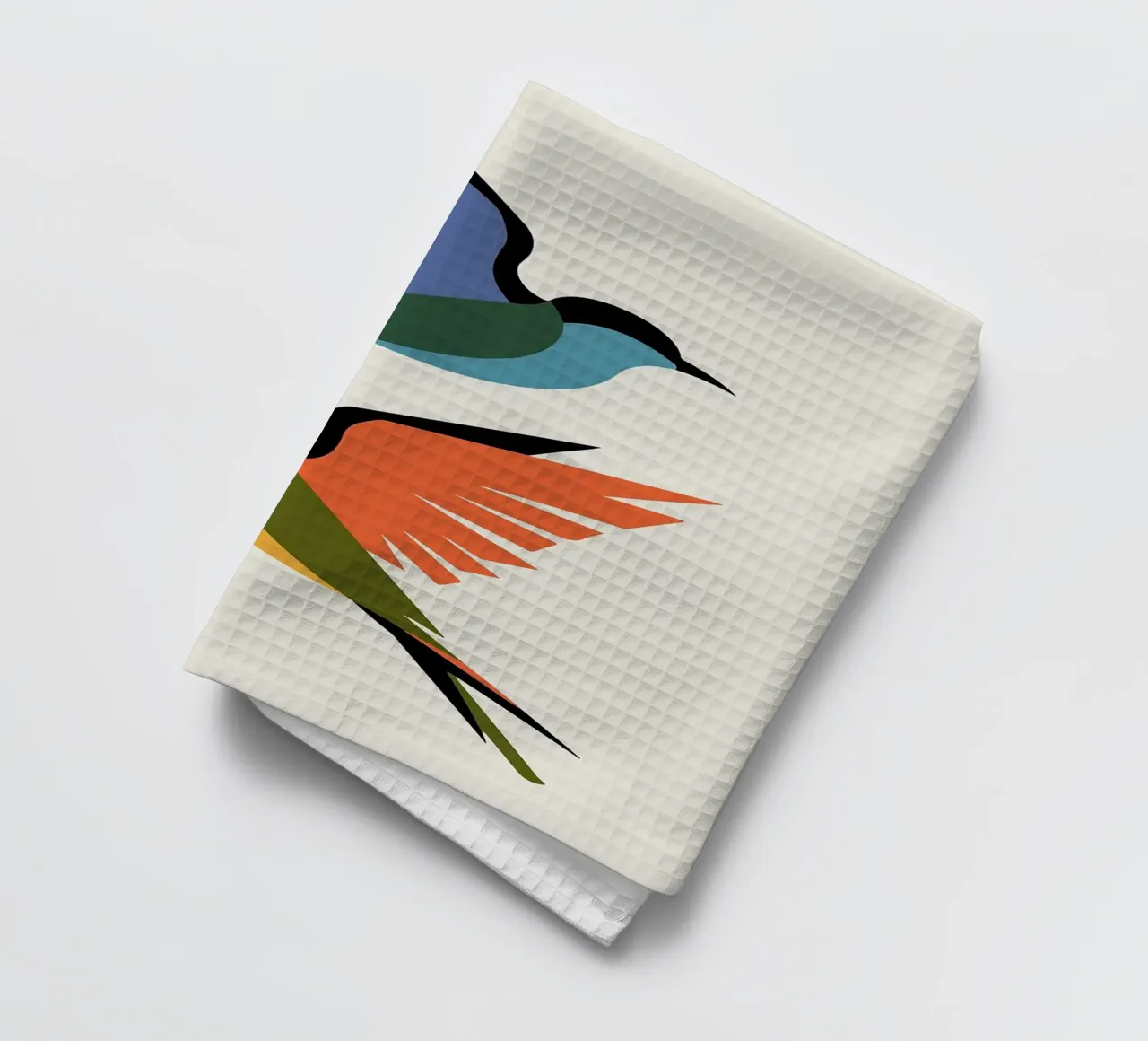 Colorful Abstract Birds in Flight tea towel by BirdShop