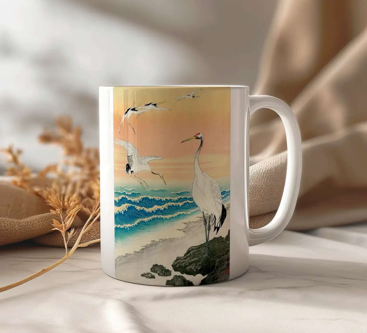Ukiyo e Egrette sul mare tazza in ceramica da BirdShop