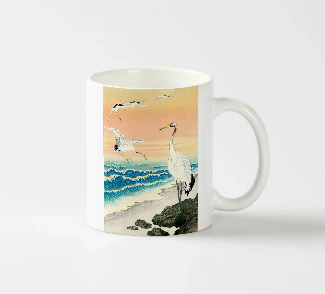 Ukiyo e Egrette sul mare tazza in ceramica da BirdShop
