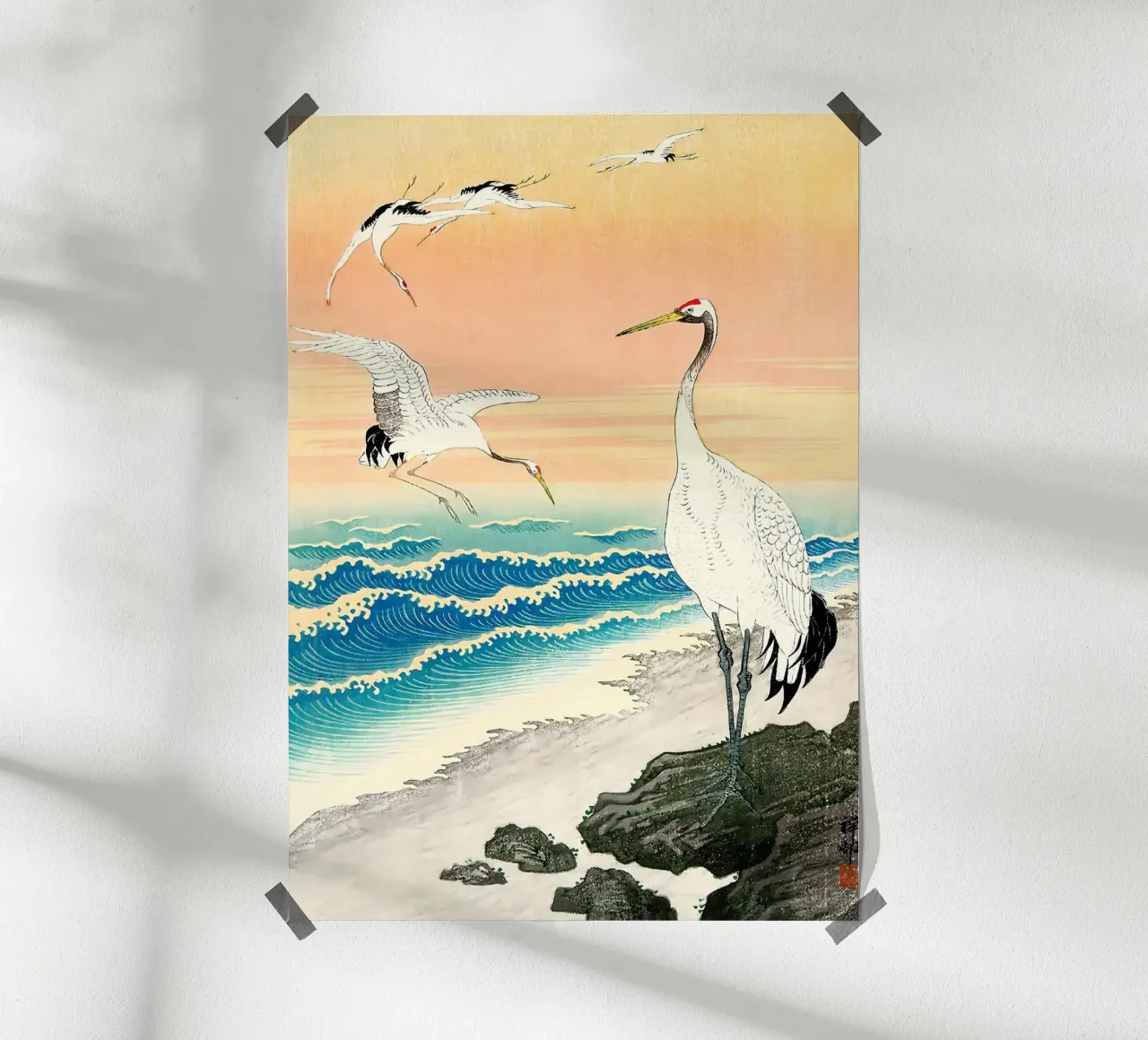 Ukiyo e Egrette sul mare carta hahnemühle da BirdShop