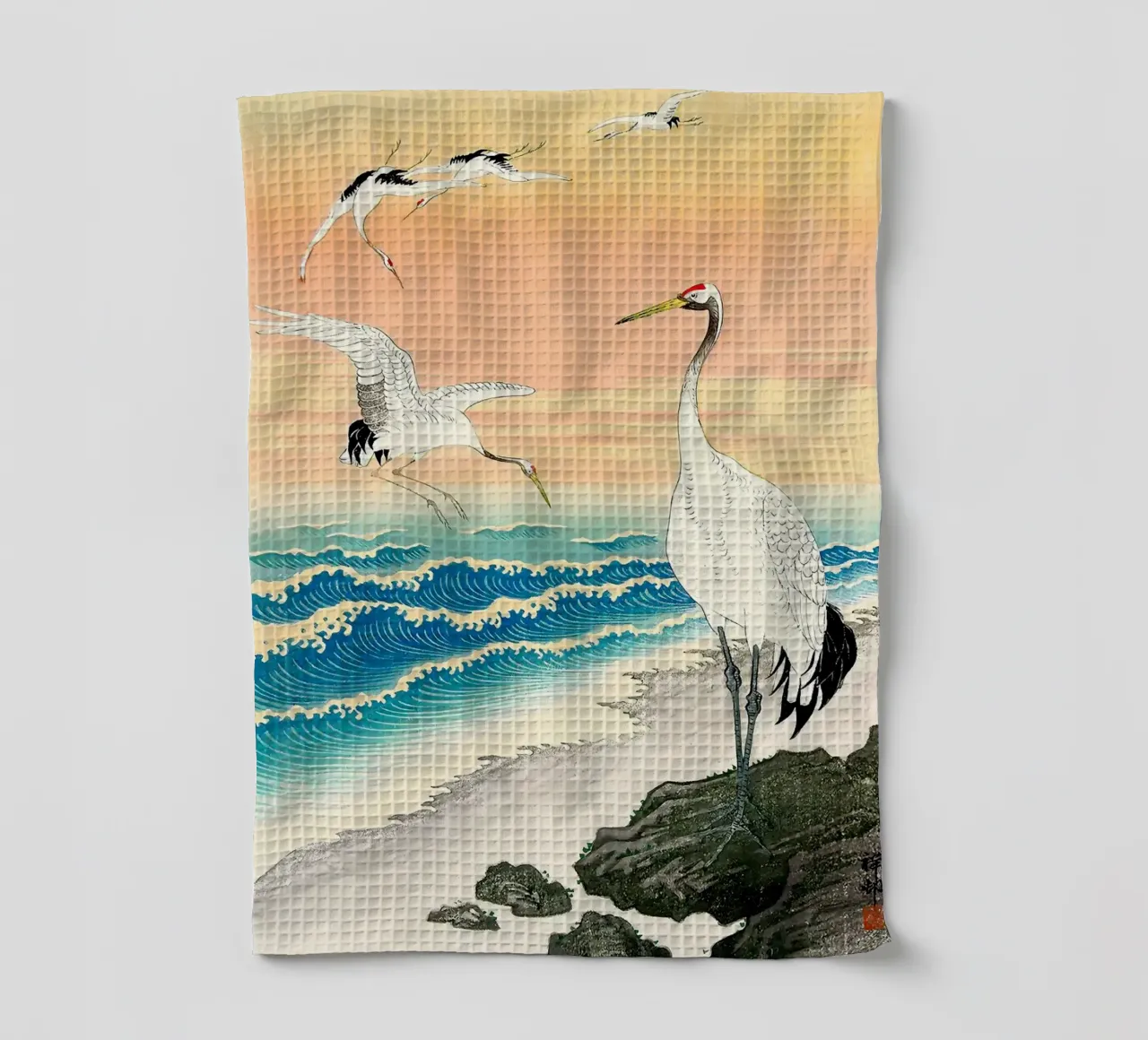Ukiyo e Egrette sul mare canovaccio da cucina da BirdShop