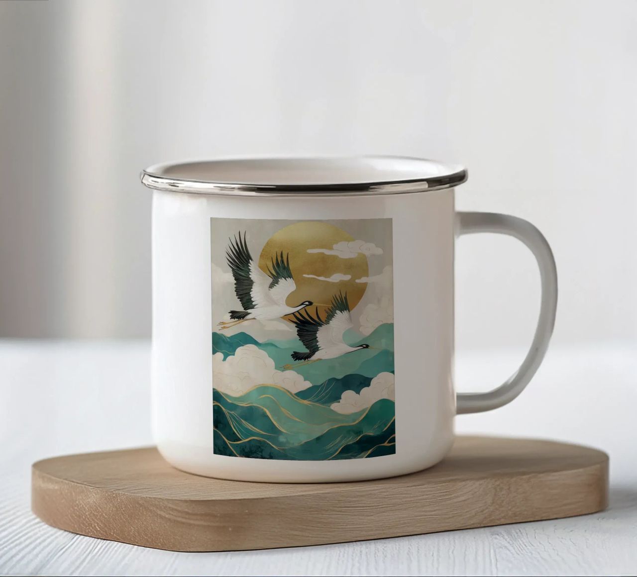 Gru in volo tazza in smalto da BirdShop