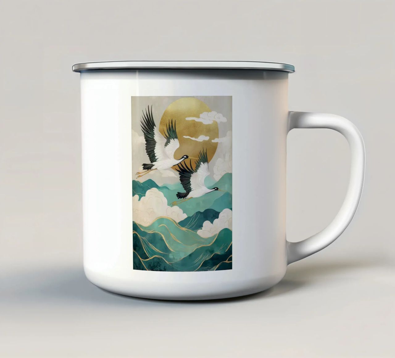 Gru in volo tazza in smalto da BirdShop