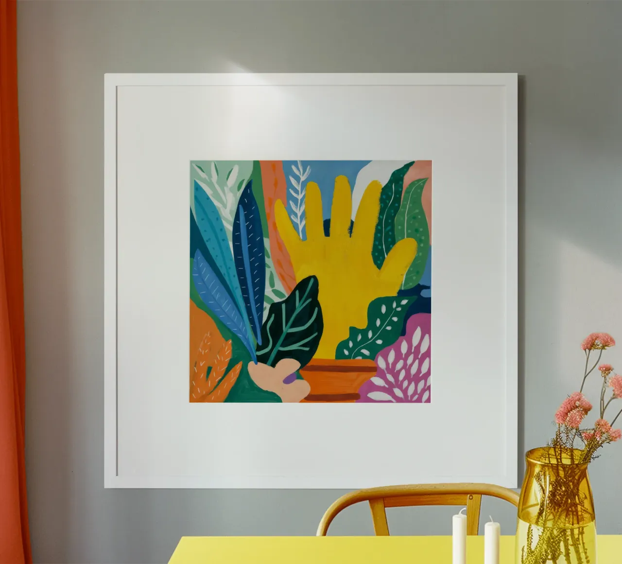 Raggiungere il Verdant Abstract poster con telaio in legno da Dawn Light