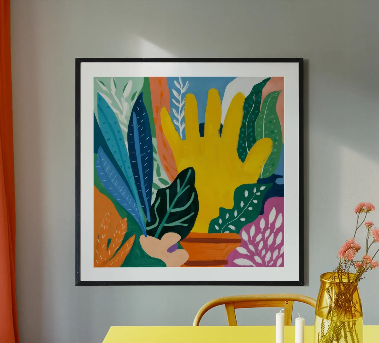 Raggiungere il Verdant Abstract poster con telaio in legno da Dawn Light