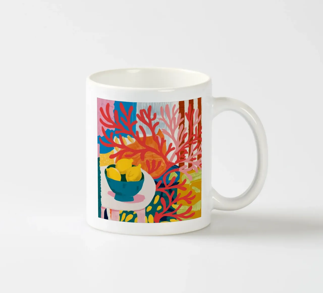 Scogliera di corallo e limone tazza in ceramica da Dawn Light