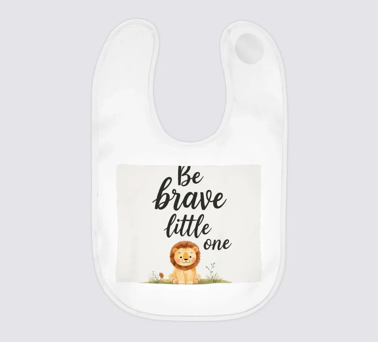 un simpatico cucciolo di leone con 'sii coraggioso piccolo' bavaglino da DesignDoodle