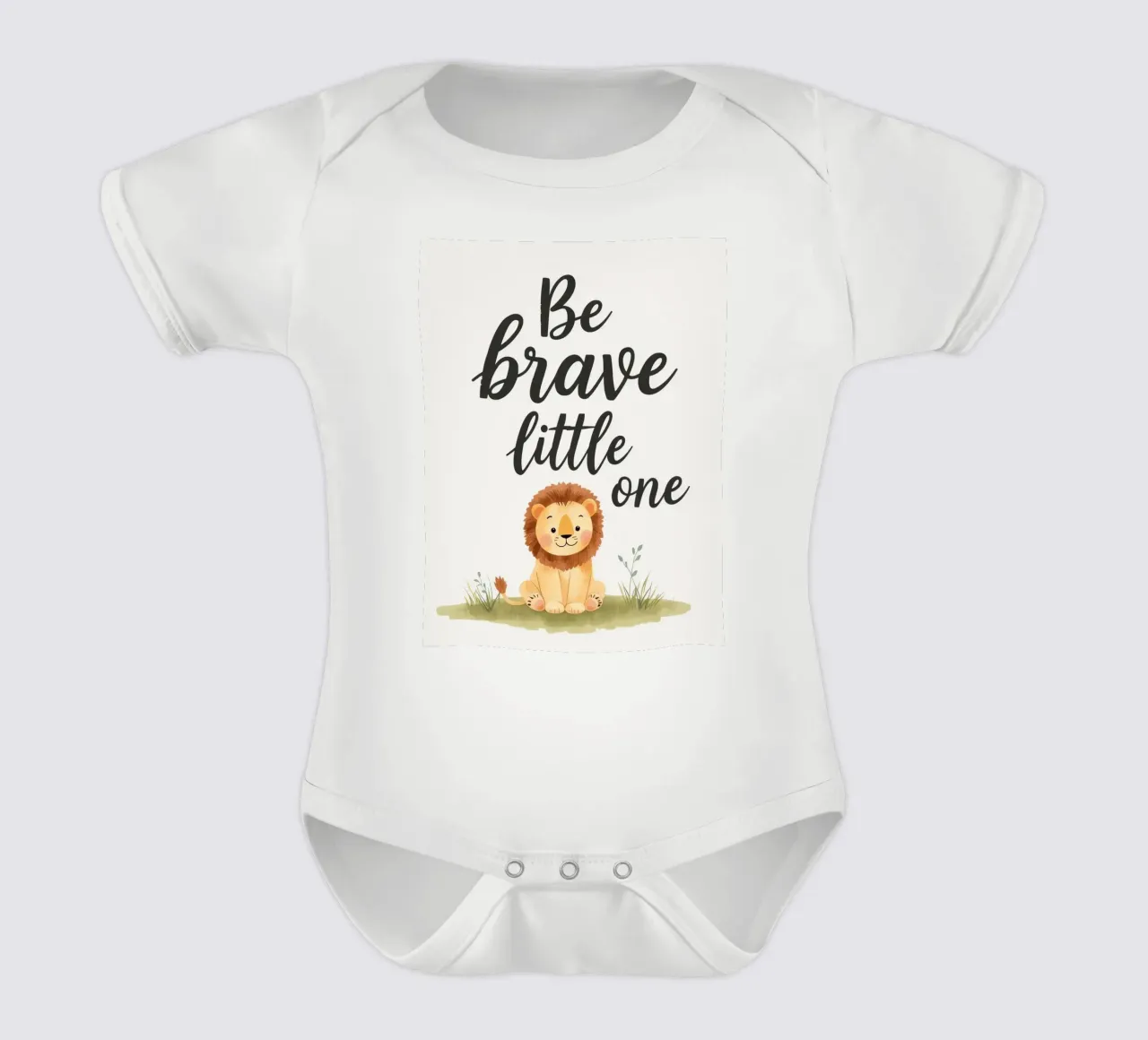 schattig leeuwenwelpje met 'wees dapper kleintje' babyrompertje korte mouwen van DesignDoodle