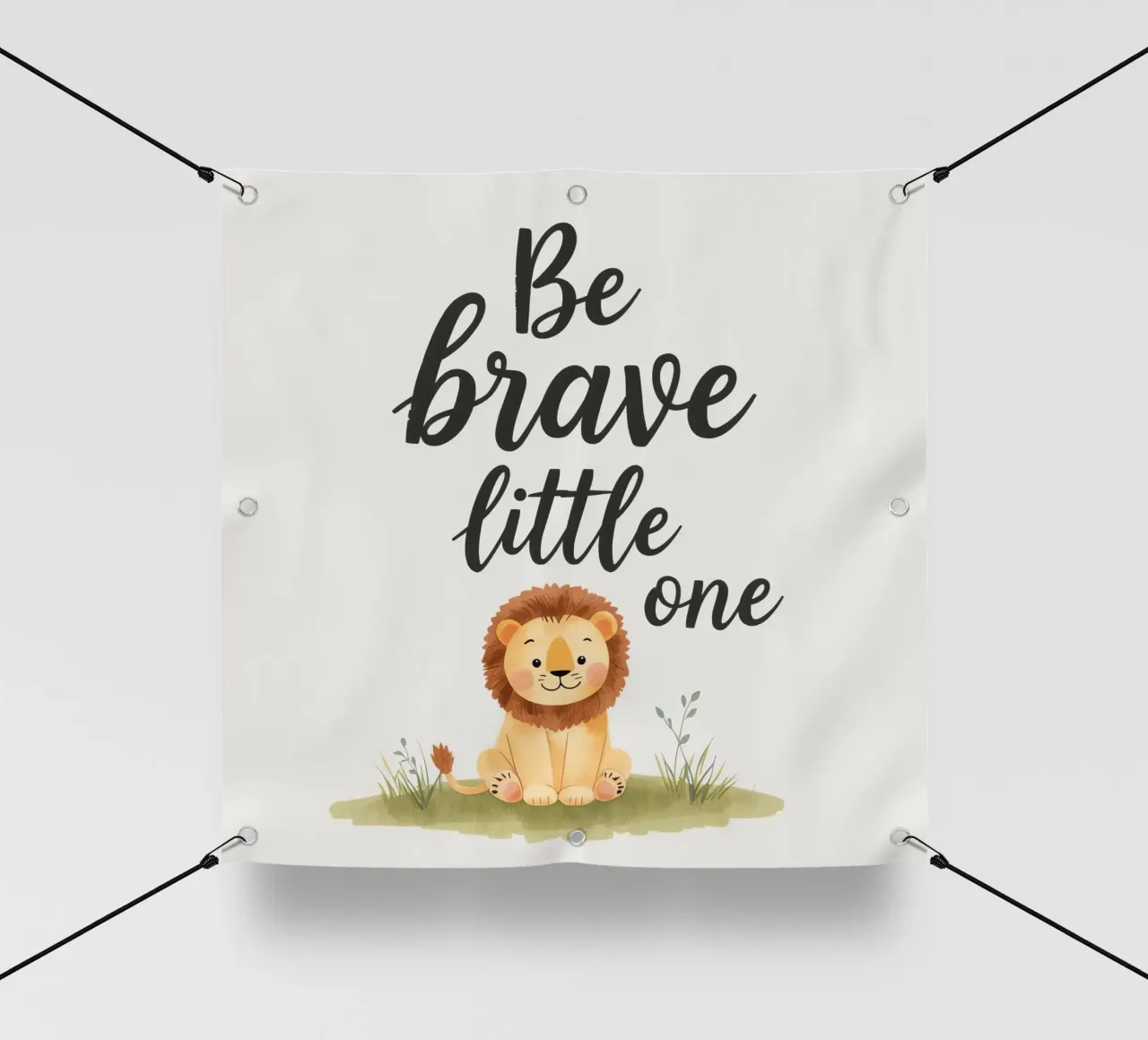 un simpatico cucciolo di leone con 'sii coraggioso piccolo' telo in pvc da DesignDoodle