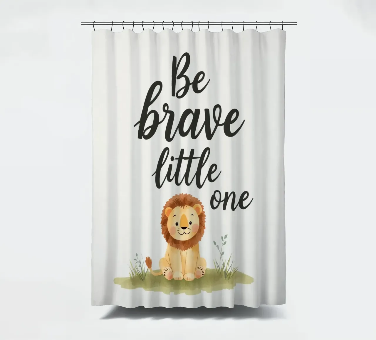 schattig leeuwenwelpje met 'wees dapper kleintje' douchegordijn van DesignDoodle