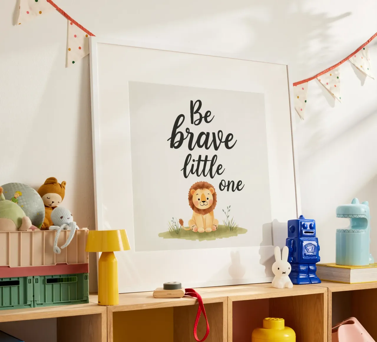 un simpatico cucciolo di leone con 'sii coraggioso piccolo' carta hahnemühle da DesignDoodle