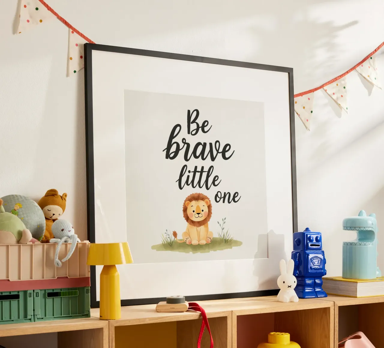 un simpatico cucciolo di leone con 'sii coraggioso piccolo' carta hahnemühle da DesignDoodle