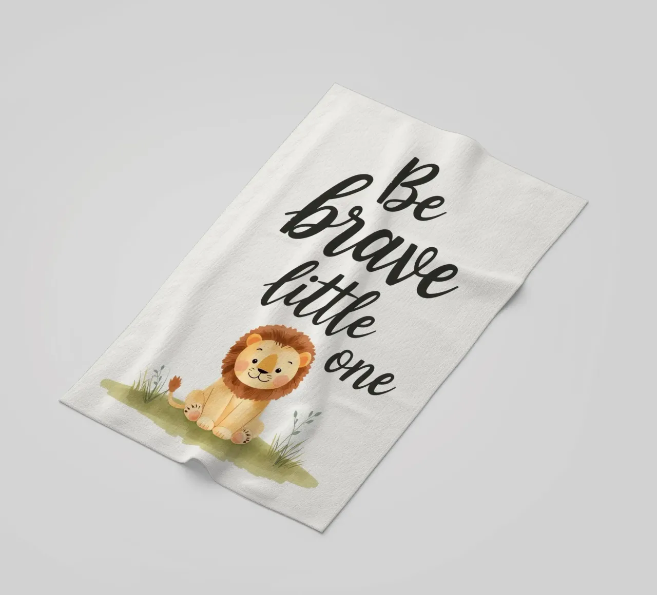 schattig leeuwenwelpje met 'wees dapper kleintje' strandhanddoek van DesignDoodle