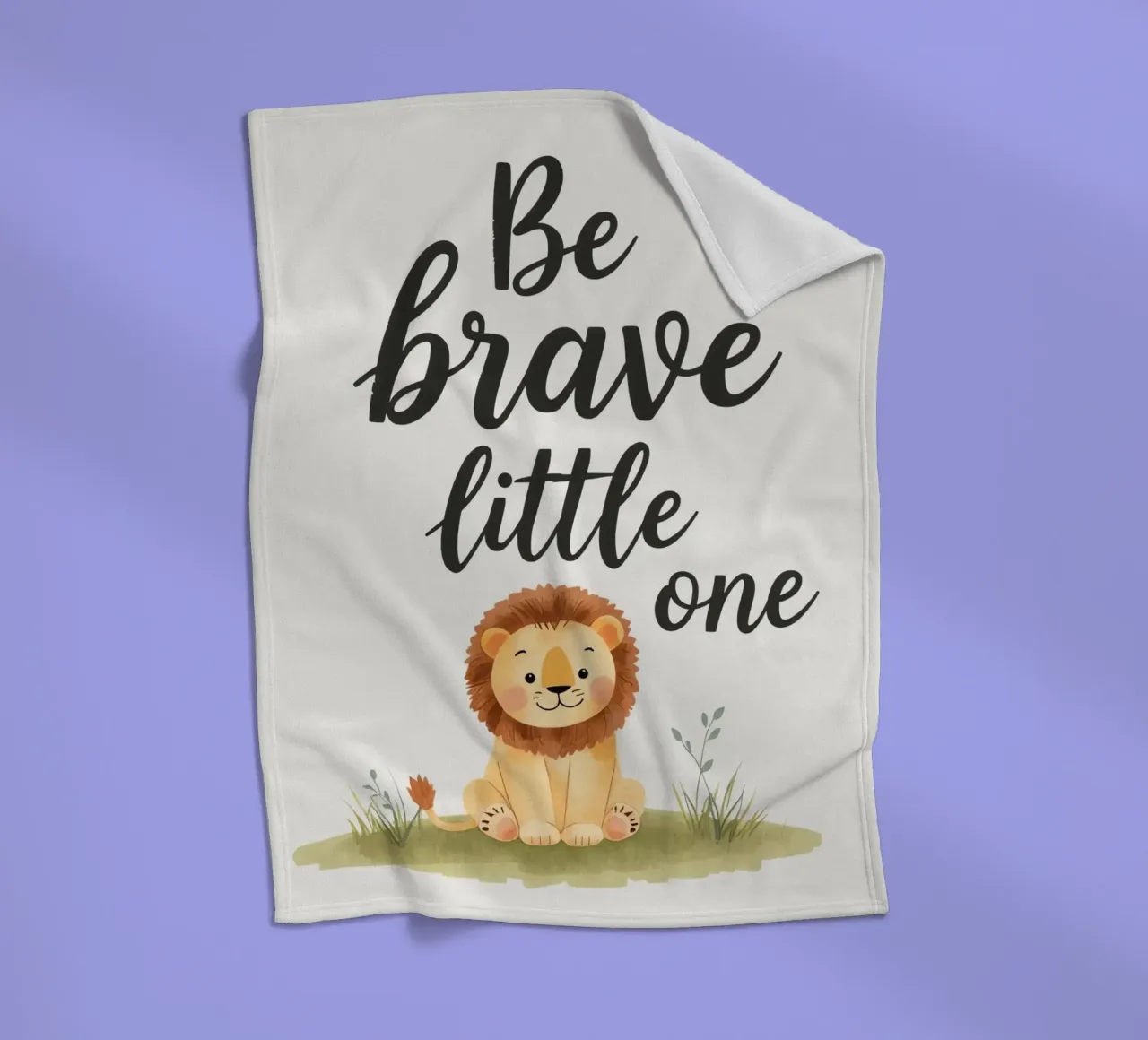 schattig leeuwenwelpje met 'wees dapper kleintje' fleecedeken van DesignDoodle