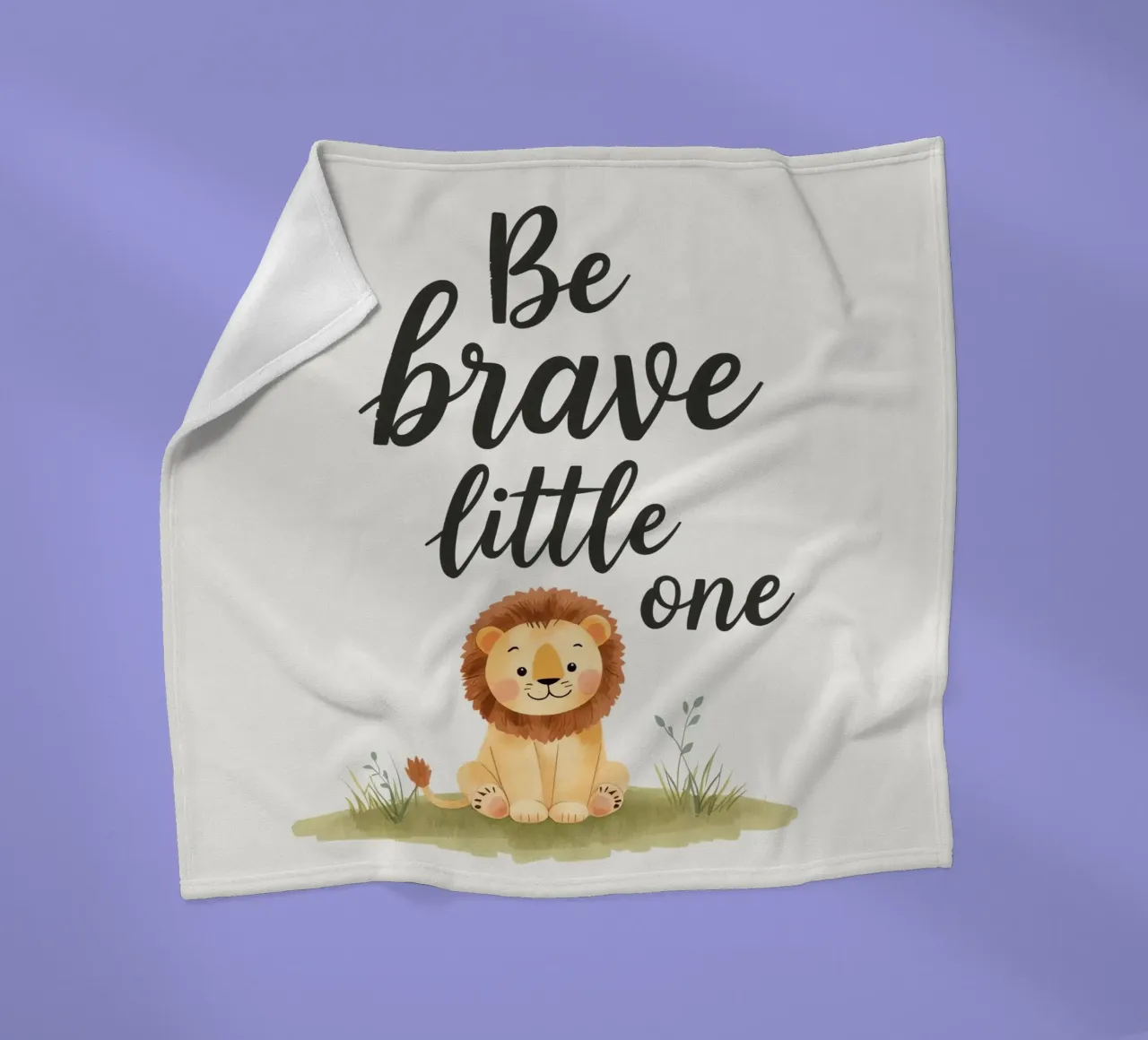 schattig leeuwenwelpje met 'wees dapper kleintje' fleecedeken van DesignDoodle