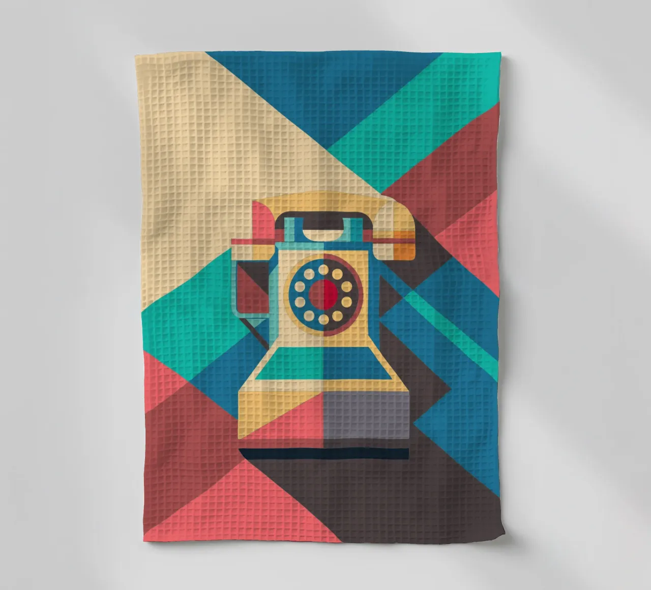 telephone vector illustration tea towel by zaidza